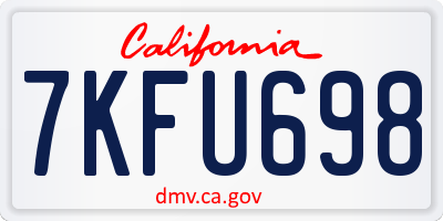 CA license plate 7KFU698