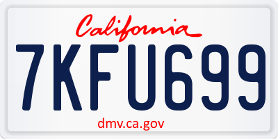 CA license plate 7KFU699