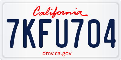 CA license plate 7KFU704