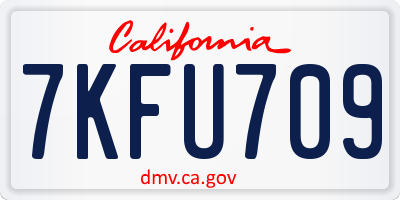 CA license plate 7KFU709