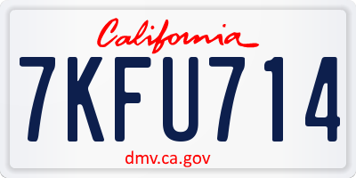 CA license plate 7KFU714