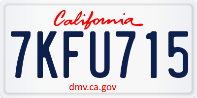 CA license plate 7KFU715