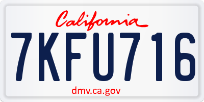 CA license plate 7KFU716