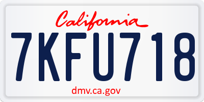 CA license plate 7KFU718