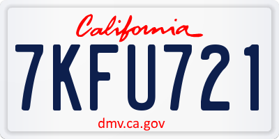 CA license plate 7KFU721
