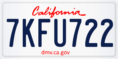 CA license plate 7KFU722