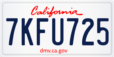 CA license plate 7KFU725