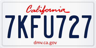 CA license plate 7KFU727