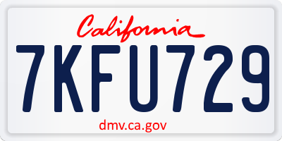 CA license plate 7KFU729