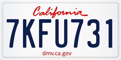 CA license plate 7KFU731