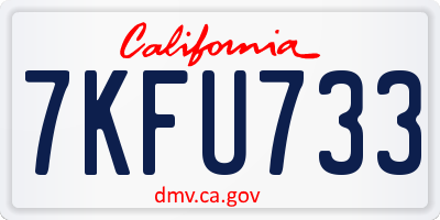 CA license plate 7KFU733