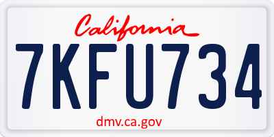 CA license plate 7KFU734