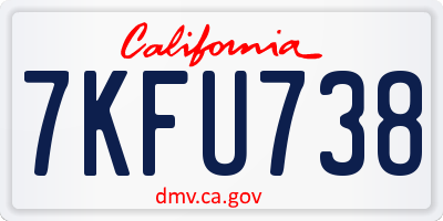 CA license plate 7KFU738