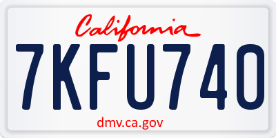 CA license plate 7KFU740