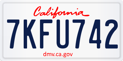 CA license plate 7KFU742