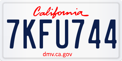 CA license plate 7KFU744