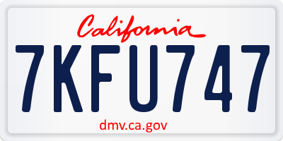 CA license plate 7KFU747