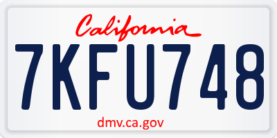 CA license plate 7KFU748