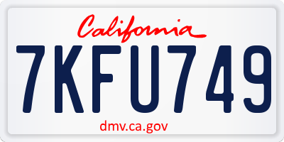 CA license plate 7KFU749