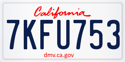 CA license plate 7KFU753