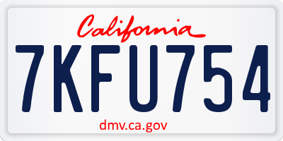 CA license plate 7KFU754