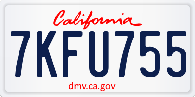 CA license plate 7KFU755