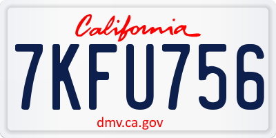 CA license plate 7KFU756