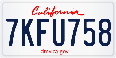 CA license plate 7KFU758