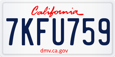 CA license plate 7KFU759