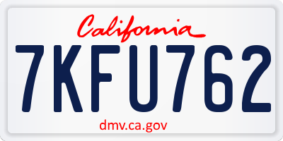 CA license plate 7KFU762