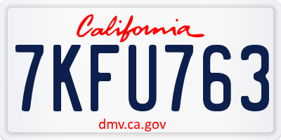 CA license plate 7KFU763