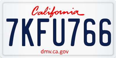 CA license plate 7KFU766
