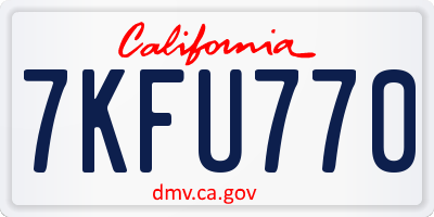 CA license plate 7KFU770