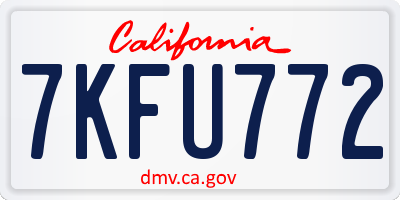 CA license plate 7KFU772