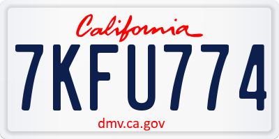 CA license plate 7KFU774