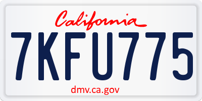 CA license plate 7KFU775