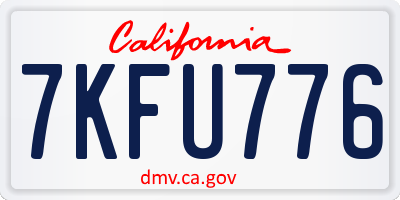 CA license plate 7KFU776