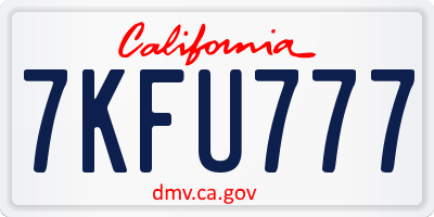 CA license plate 7KFU777