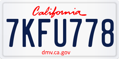 CA license plate 7KFU778