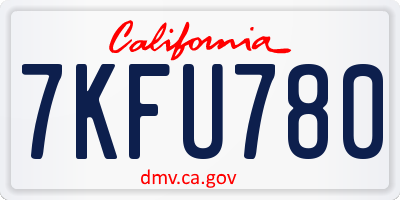 CA license plate 7KFU780