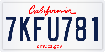 CA license plate 7KFU781