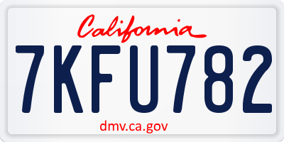 CA license plate 7KFU782