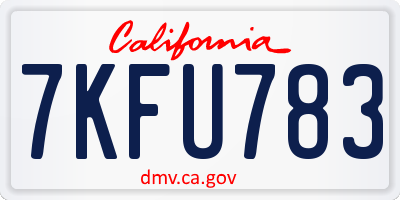 CA license plate 7KFU783