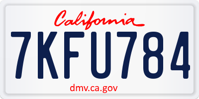 CA license plate 7KFU784