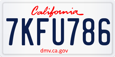 CA license plate 7KFU786