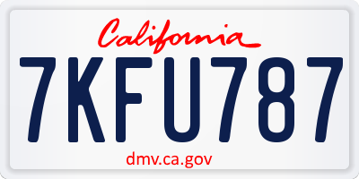 CA license plate 7KFU787