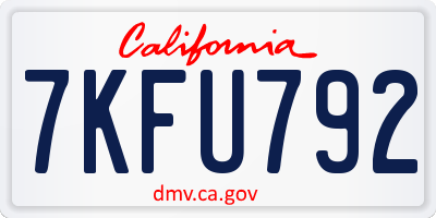 CA license plate 7KFU792