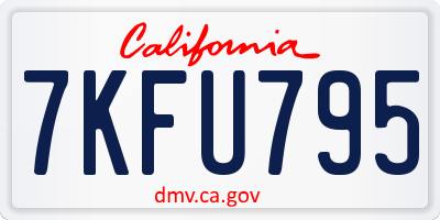 CA license plate 7KFU795