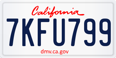 CA license plate 7KFU799