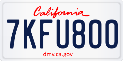CA license plate 7KFU800